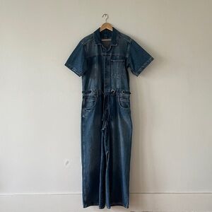 Free People We the Free Edison Coverall Denim Jumpsuit Wide Leg Coveralls
